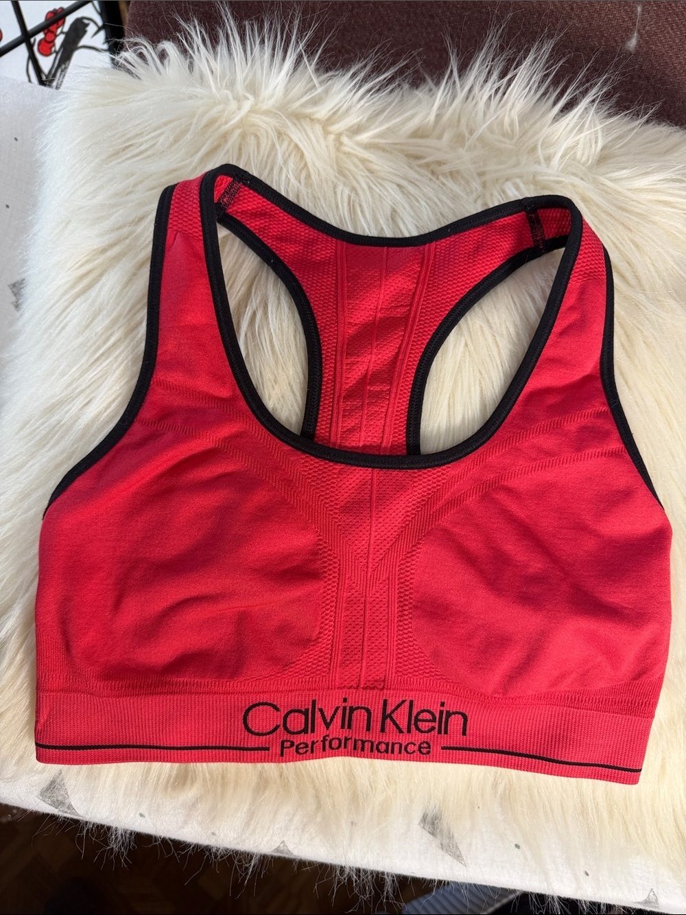 Calvin Klein Red and Black Racerback Performance Sports Bra